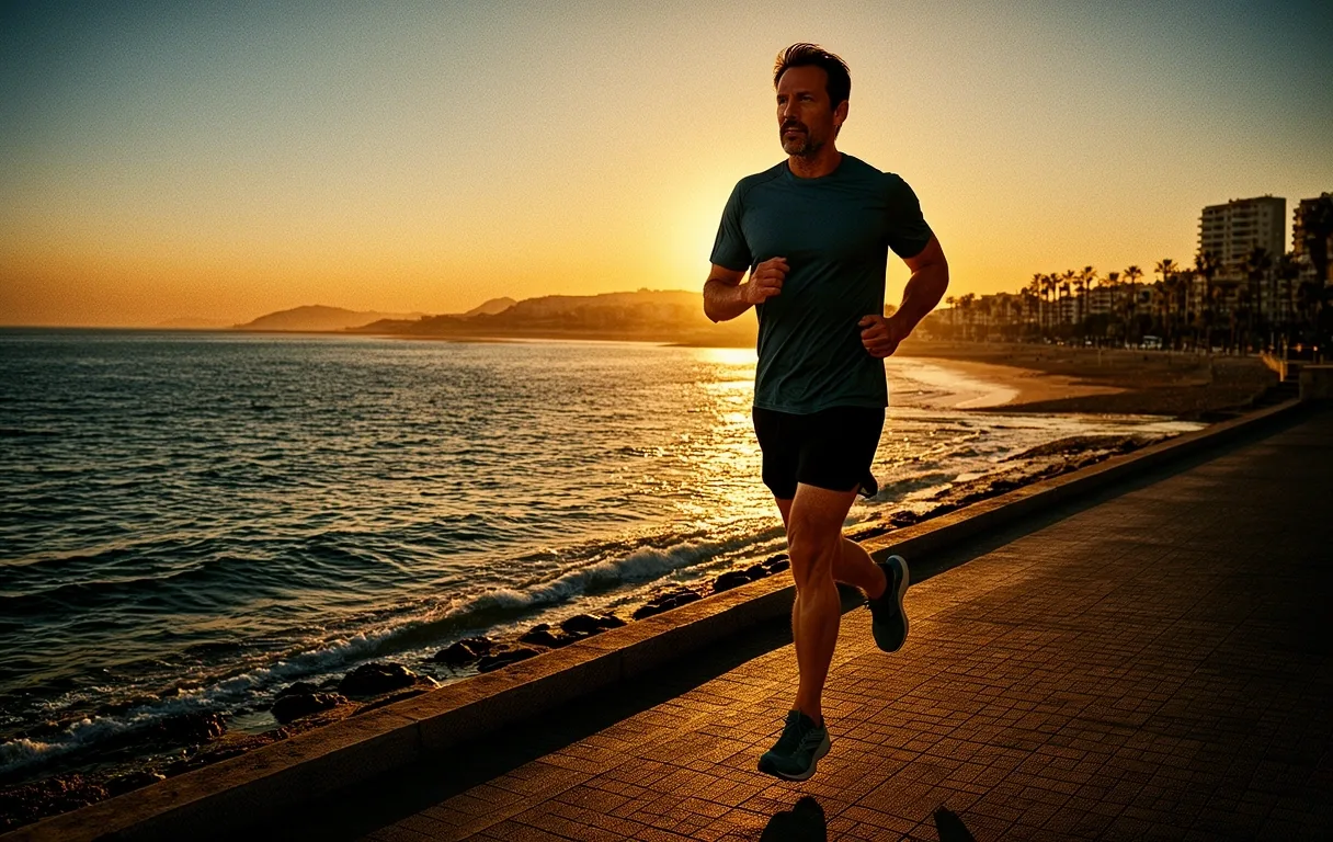 Hombre activo en la costa de Málaga